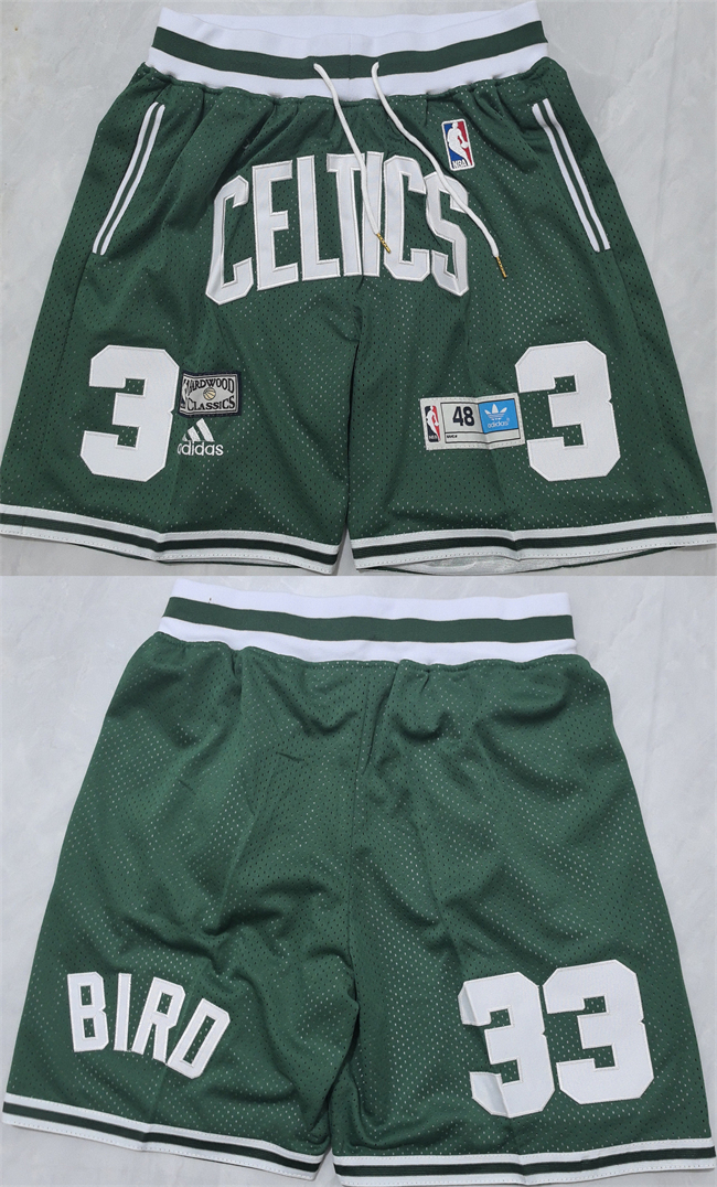 Men's Boston Celtics #33 Larry Bird Green Shorts (Run Small)